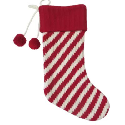 Christmas Stocking - Stripes Red & White - 20" Thumbnail