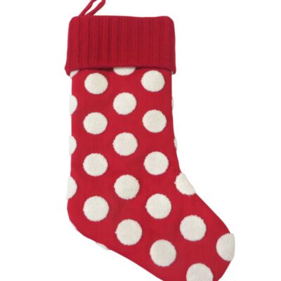Christmas Stocking - Red Polka dots - 20" Thumbnail