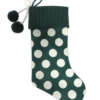 Christmas Stocking - Green with Polka dots - 20" Thumbnail
