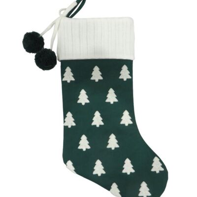 Christmas Stocking - Green with Christmas Tree - 20" Thumbnail