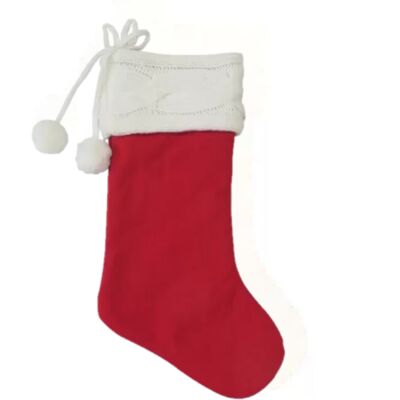 Christmas Stocking - Red and White - 20" Thumbnail