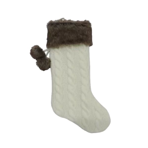 Christmas Stocking - White Knitted - 20" Thumbnail