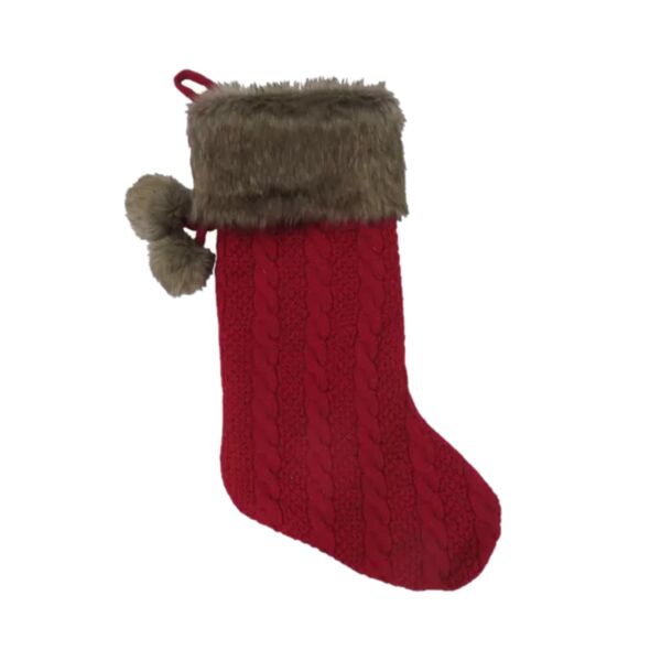 Christmas Stocking - Red Knitted - 20" Thumbnail